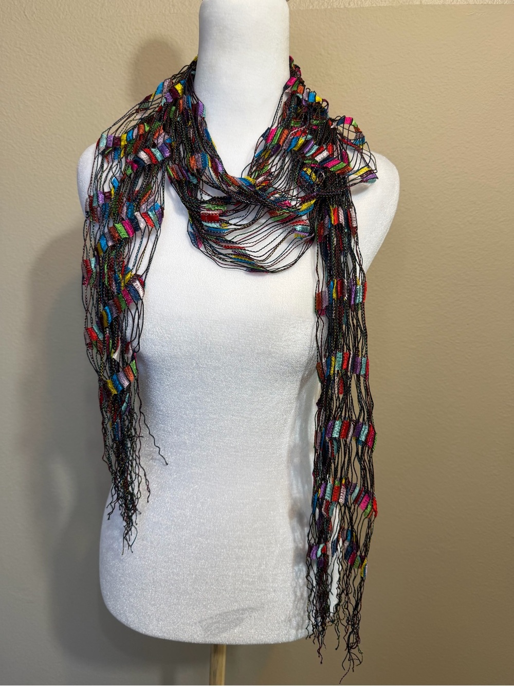 Multicolor Garland Fringe Scarf - Women's Accessory - Picture 2 of 5